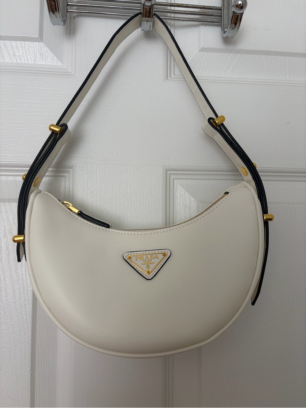 "Prada" Arqué White Shoulder Bag